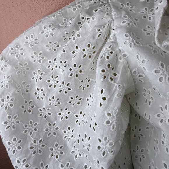 Forever 21 White Eyelet Puff Sleeve Smocked Mini Dress NWT - Picture 12 of 16